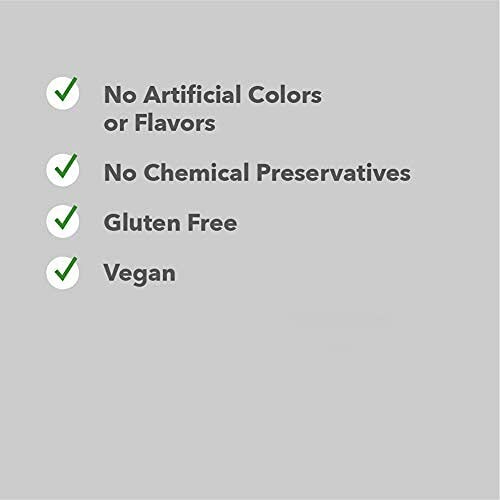 Checklist with benefits: No artificial colors or flavors, no chemical preservatives, gluten free, vegan.