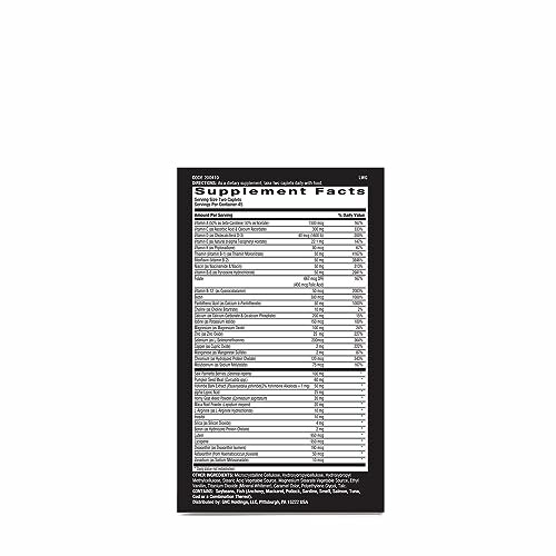 Supplement facts label with nutritional information.