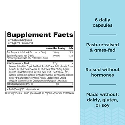 Supplement facts label for a dietary product with pasture-raised ingredients.